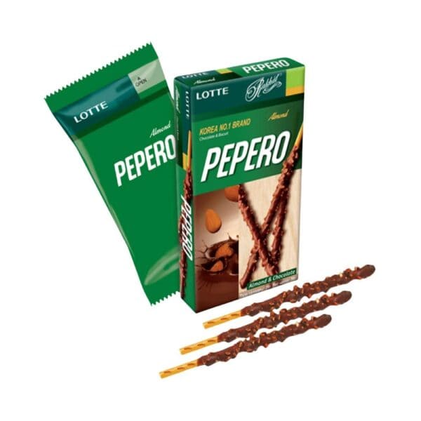 Pepero chocolate con trozos de almendras de Lotte