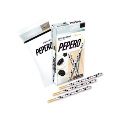 Pepero, sabor a chocolate blanco y trocitos de galleta de chocolate