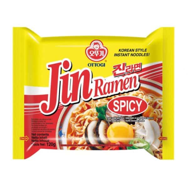 Jin Ramen Hot 120 G / Sopa instatánea sabor a carne picante