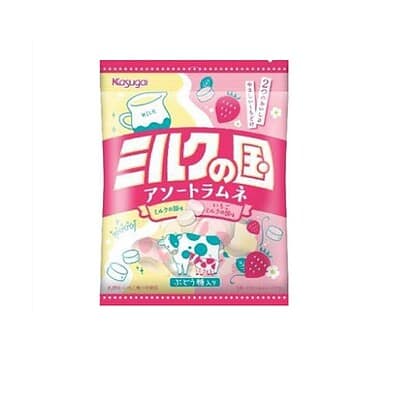 Kasugai milk no kuni Ramune Assort / Tabletas sabor ramune mix leche y fresa